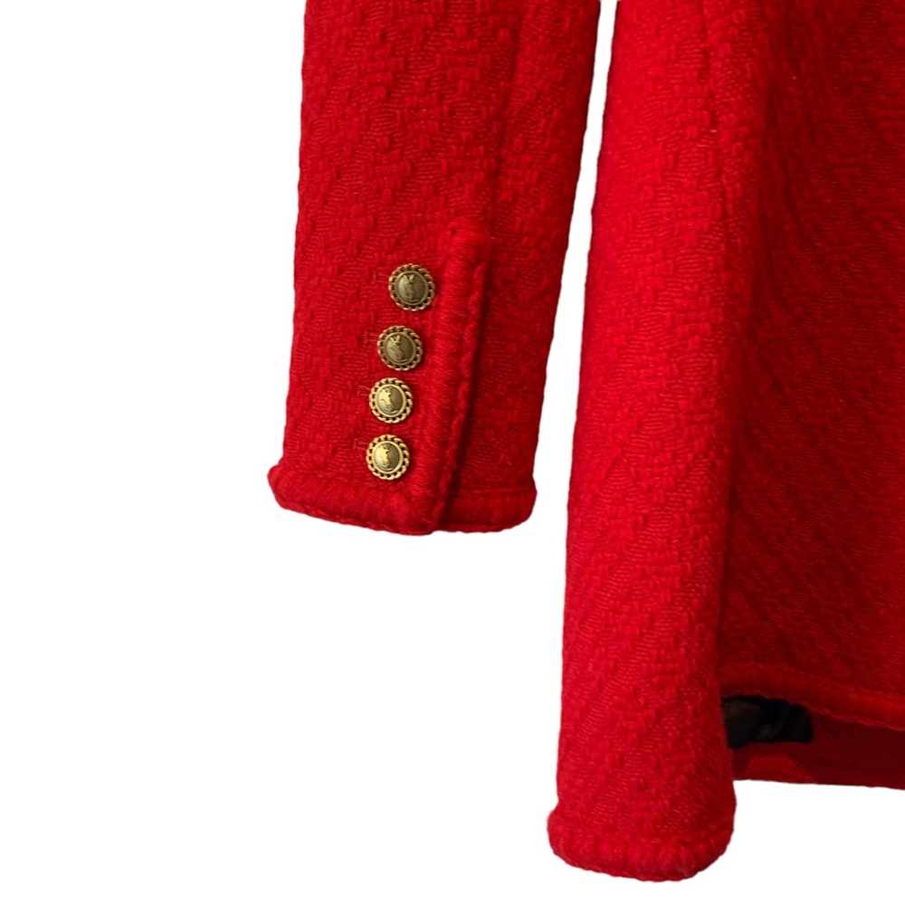 SAINT LAURENT PARIS DIAMOND EMBOSSED WOOL TWEED BLAZER JACKET RED - Picture 13 of 16